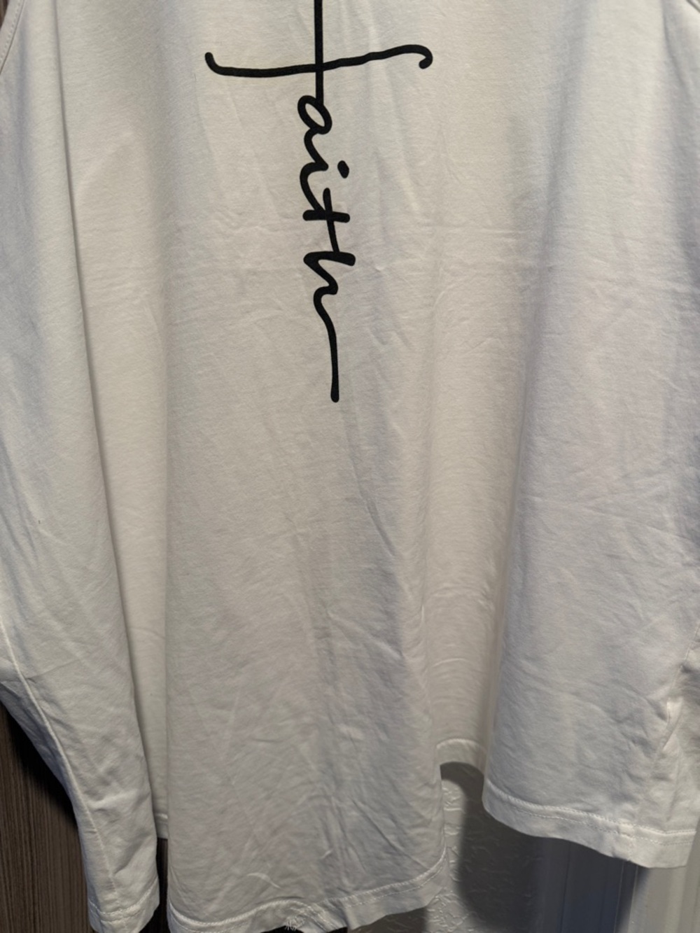 White Racerback Tank Top with 'Faith' Script - Picture 3 of 6